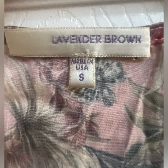 Lavender brown mauve floral dress size S - Picture 3 of 5